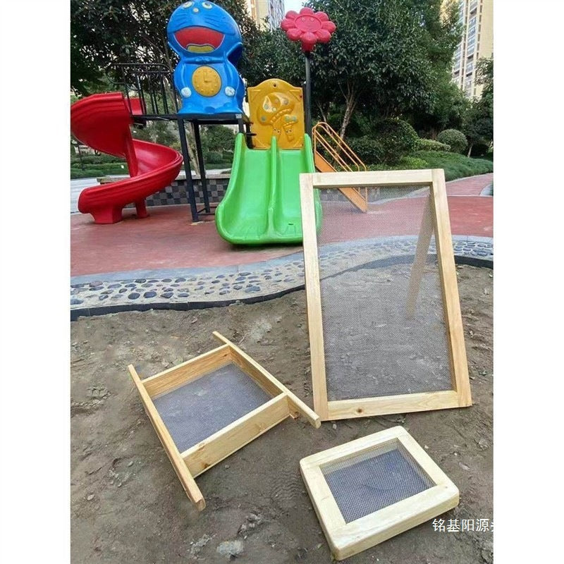 Wooden Sand Sieve for Kids Outdoor Sandbox Beach Play, Kindergarten Sand Sifting Game Toy
