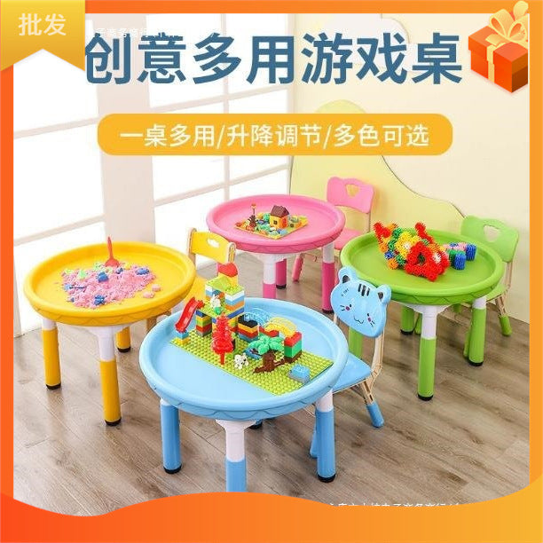 Kids Building Blocks Space Sand Water Play Table and Chair Set Plastic Activity Desk for Indoor Outdoor Commercial Use