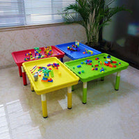 Kids Building Block Table and Chair Set with Sand and Water Play Tray for Kindergarten and Toddlers