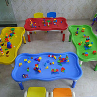 Kids Building Block Table and Chair Set with Sand and Water Play Tray for Kindergarten and Toddlers