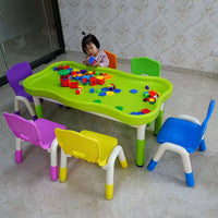 Kids Building Block Table and Chair Set with Sand and Water Play Tray for Kindergarten and Toddlers