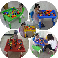 Kids Building Block Table and Chair Set with Sand and Water Play Tray for Kindergarten and Toddlers