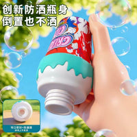 Ice Cream Inverted Spill-Proof Bubble Machine for Kids, Handheld Bubble Wand Outdoor Toy