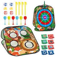 Kids 5-in-1 Outdoor Game Set: Bean Bag Toss, Dart Board, Sticky Ball, Ring Toss, and Play Tent