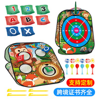 Foldable Bean Bag Toss Game 5-in-1 Dart Sticky Ball Fabric Target Kids Outdoor Toy