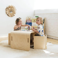 Kids Wooden Table and Chair Set for Toddlers, Multifunctional Learning and Dining Furniture for Kindergarten Children