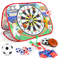 Kids 3-in-1 Dart Board Sandbag Toss Sticky Ball Game Set Target Flying Disc Outdoor Sports Toy