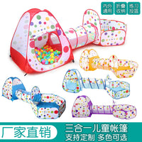 Kids Play Tent Foldable 3-Piece Tunnel Dot Ball Pit Ocean Ball Pool Fence Indoor Game House