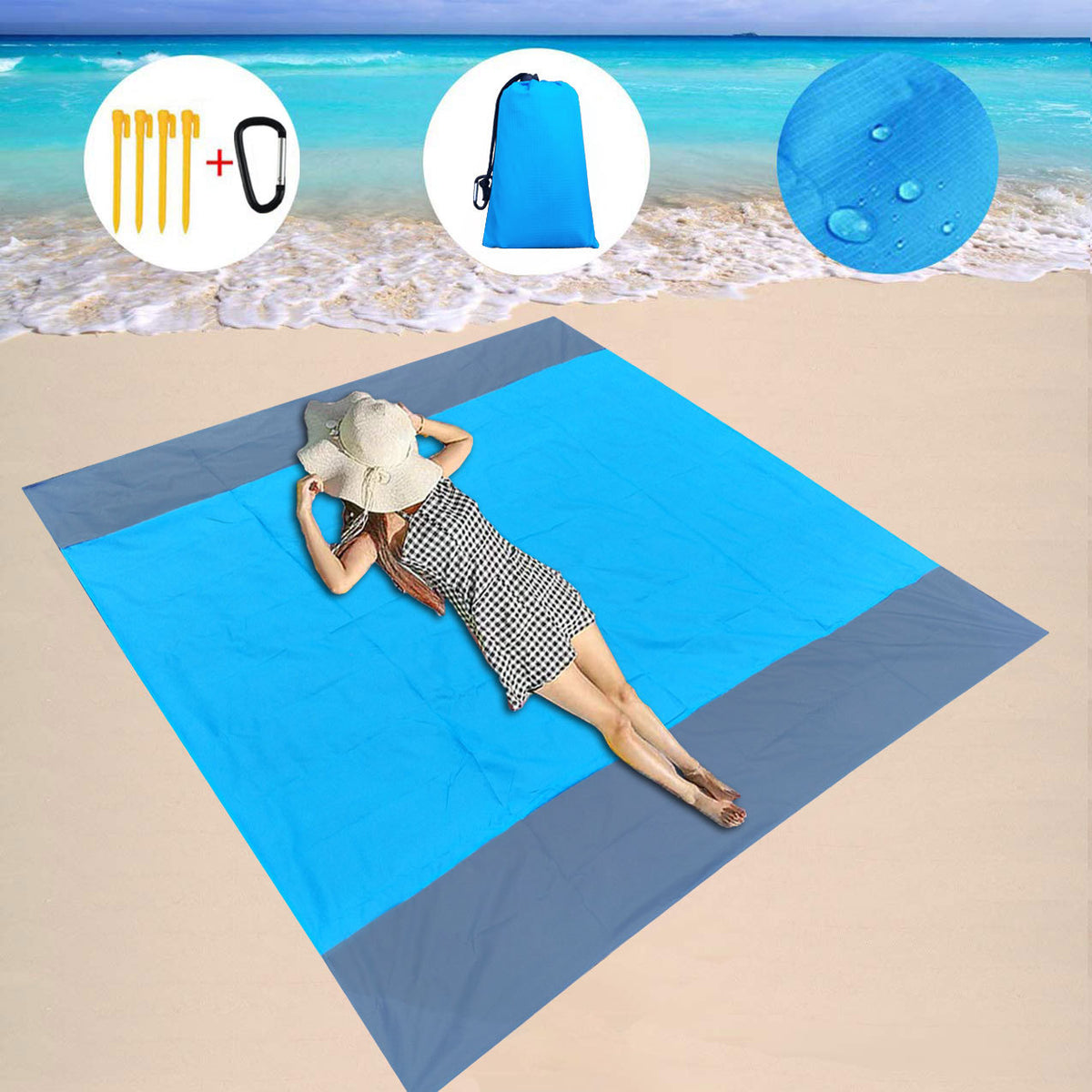 Outdoor Picnic Mat Pocket Tent Ground Mat Waterproof Moisture-proof Sunshade Camping Cloth Lightweight