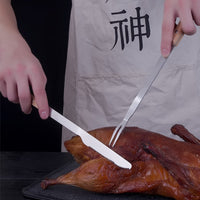 Tibetan Style Stainless Steel Lamb Carving Knife and Fork Set for Outdoor BBQ Roasted Whole Lamb