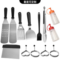 BBQ Griddle Spatula Set Stainless Steel Teppanyaki Steak Flipper Cooking Utensil Kit 5-Piece Combination