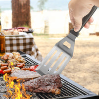 BBQ Griddle Spatula Set Stainless Steel Teppanyaki Steak Flipper Cooking Utensil Kit 5-Piece Combination