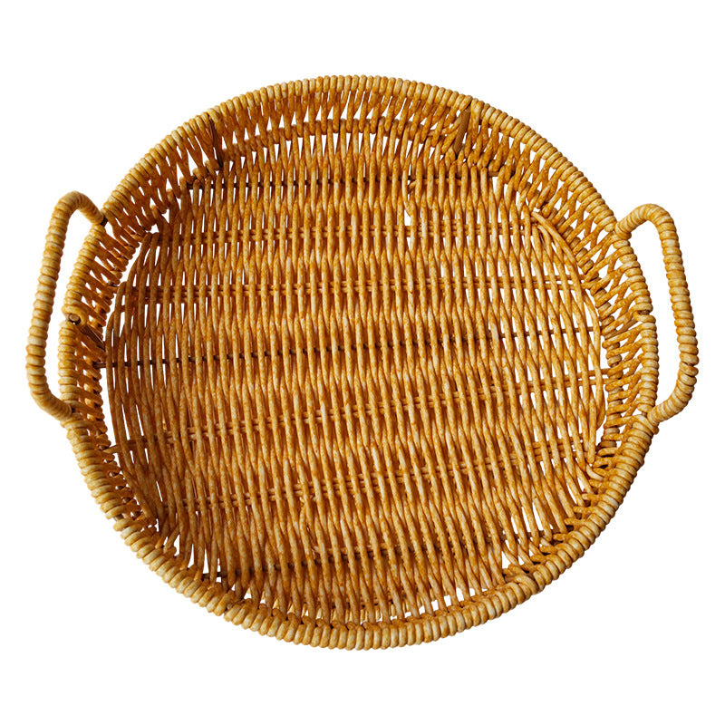 Large and Small Fruit Bread Basket Imitation Rattan Woven Basket Multi-layer KTV Hot Pot Snack Dessert Tray Wholesale