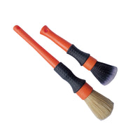 Car Interior Cleaning Brush Set - Soft Bristle Long Handle Boar Hair Brushes for Detailing and Washing