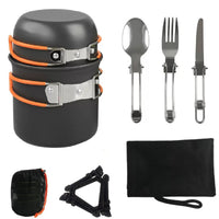 1-2 Person Camping Cookware Mess Kit for Backpacking & Hiking, Portable Outdoor Cooking Set with Non-Stick Pot & Pan, Stainless Steel
