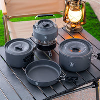 Outdoor Camping Cookware Set Portable Kettle Picnic Foldable Frying Pan Tea Brewing Set