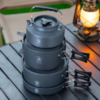 Outdoor Camping Cookware Set Portable Kettle Picnic Foldable Frying Pan Tea Brewing Set