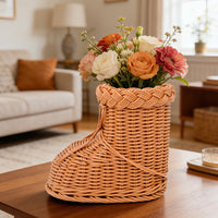 Handmade Imitation Rattan Creative Snow Boot Shaped Gift Basket Christmas Woven Packaging Basket