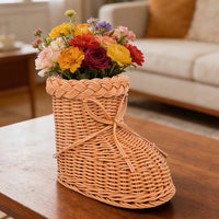 Handmade Imitation Rattan Creative Snow Boot Shaped Gift Basket Christmas Woven Packaging Basket