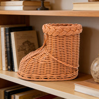 Handmade Imitation Rattan Creative Snow Boot Shaped Gift Basket Christmas Woven Packaging Basket