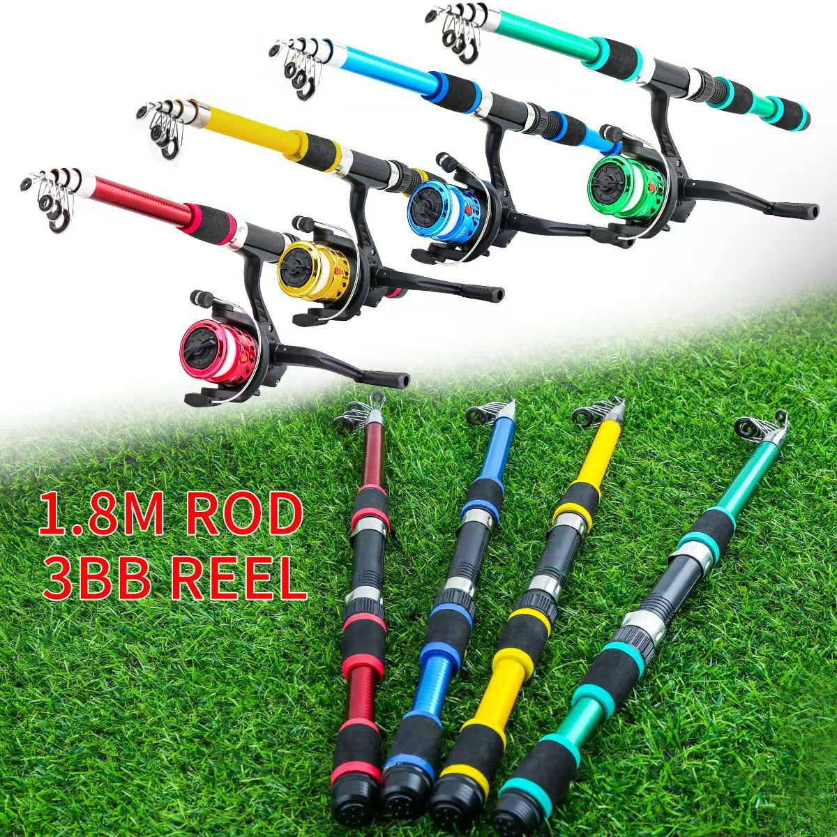 Telescopic Carbon Fiber Fishing Rod and Reel Combo Set for Travel, Freshwater and Saltwater Fishing