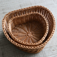 Hand-Woven Rattan Imitation Heart-Shaped Fruit Basket for Home, Hotel, Restaurant - Bread, Snack, Storage Basket