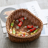 Hand-Woven Rattan Imitation Heart-Shaped Fruit Basket for Home, Hotel, Restaurant - Bread, Snack, Storage Basket