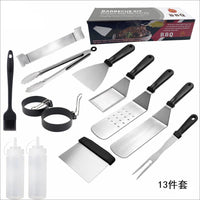 Outdoor BBQ Grill Tool Set Multi-piece Stainless Steel Barbecue Utensil Kit with Storage Rack