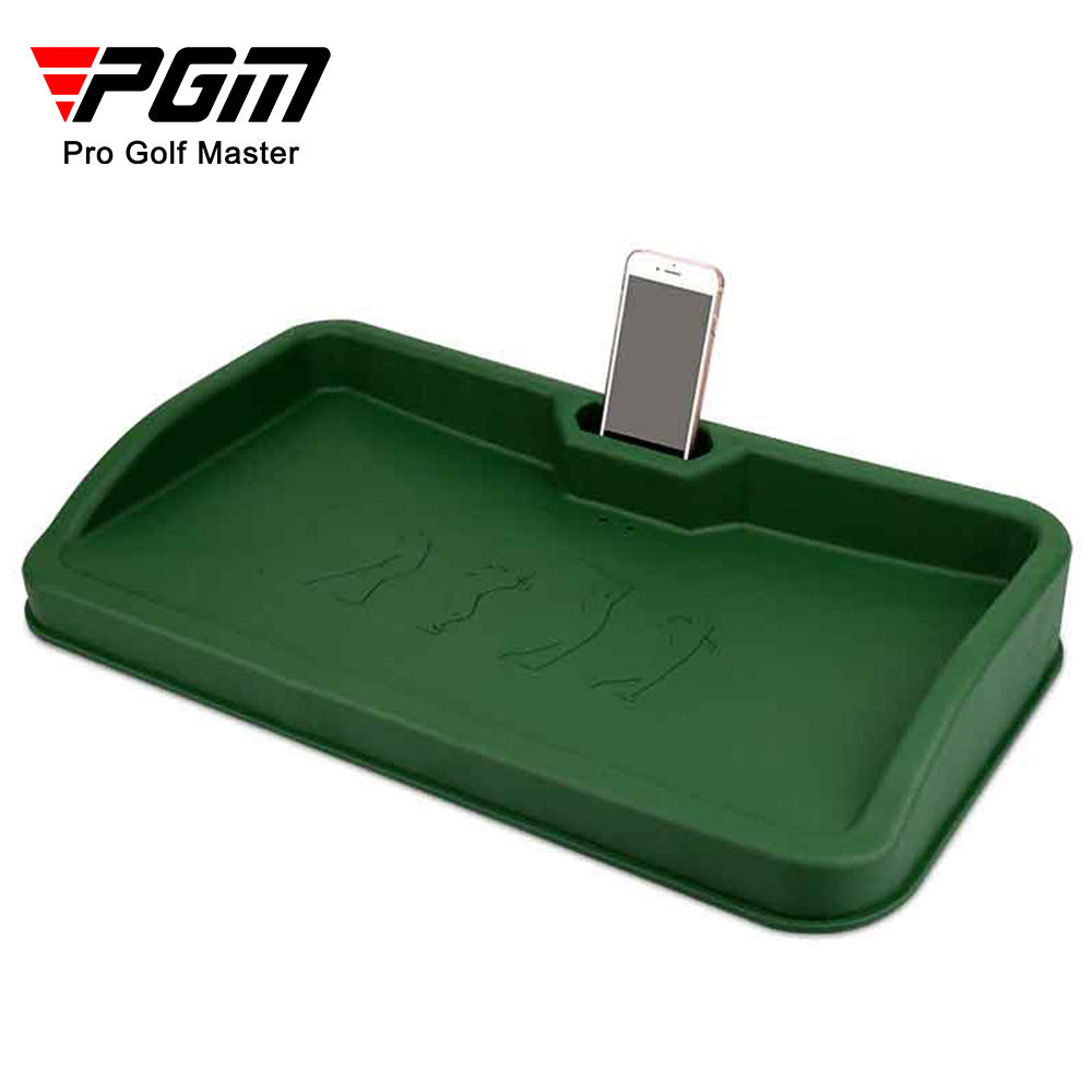 PGM Golf Tee Box with Soft Rubber Tee Holder and Phone Recording Stand, Large Capacity Practice Aid