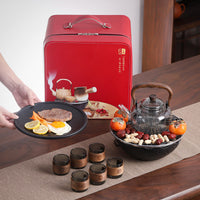 Electric Ceramic Stove Tea Set with Glass Kettle for Home, Business Gift, Portable Travel Bag