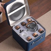 Electric Ceramic Stove Tea Set with Glass Kettle for Home, Business Gift, Portable Travel Bag