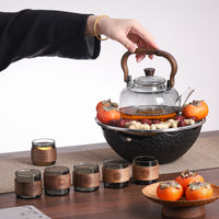 Electric Ceramic Stove Tea Set with Glass Kettle for Home, Business Gift, Portable Travel Bag