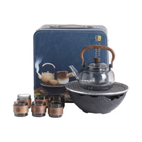 Electric Ceramic Stove Tea Set with Glass Kettle for Home, Business Gift, Portable Travel Bag
