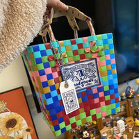 2026 Trendy Thai Woven Handbag Elephant Rainbow Basket Bag Niche Design Tote Bag for Women