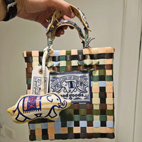 2026 Trendy Thai Woven Handbag Elephant Rainbow Basket Bag Niche Design Tote Bag for Women