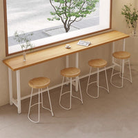 Modern Solid Wood Bar Table Minimalist Home Wall-leaning Long Table Milk Tea Coffee Shop Log Style Table and Chair Set