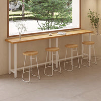 Modern Solid Wood Bar Table Minimalist Home Wall-leaning Long Table Milk Tea Coffee Shop Log Style Table and Chair Set