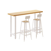 Modern Solid Wood Bar Table Minimalist Home Wall-leaning Long Table Milk Tea Coffee Shop Log Style Table and Chair Set