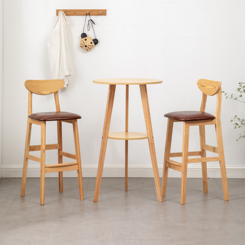 Solid Wood Bar Table Set with Stools, Modern Minimalist Home Leisure High Table and Chairs Combination, Nordic Style High Stools