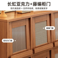 Solid Wood Bookcase Walnut Grid Cabinet with Legs Floor-standing Storage Shelf Home Dustproof Storage Cabinet with Doors Bookshelf