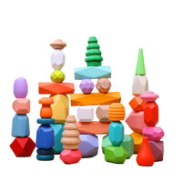 Stacking Stones Jenga Kids Early Education Puzzle Toy Balance DIY Wooden Large Particle Building Blocks Gift
