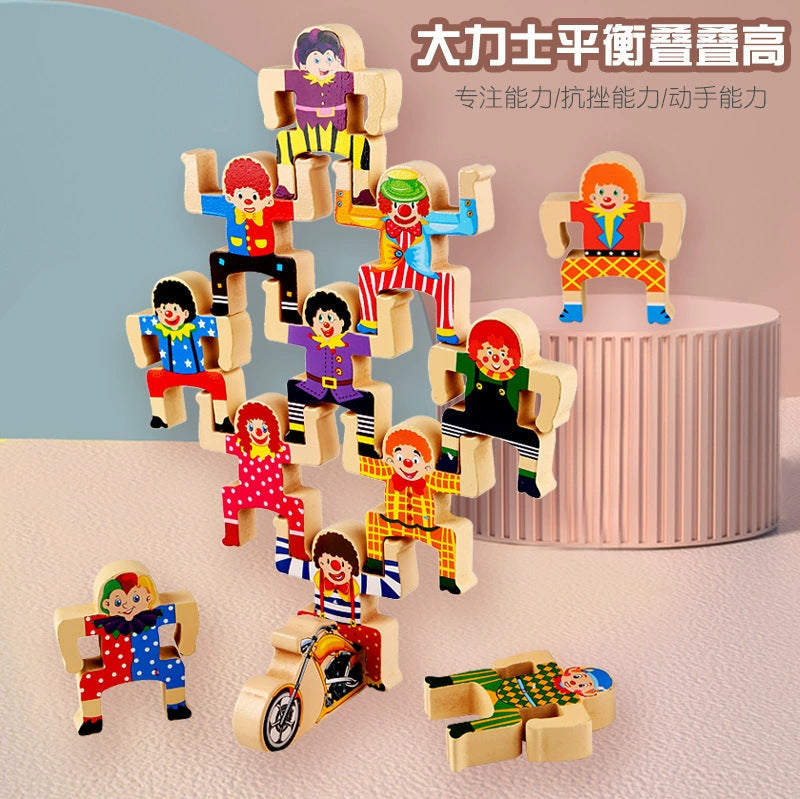 Kids Wooden Stacking Animal Balance Blocks Early Education Toy