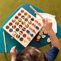 Large Wooden Montessori Fishing Game for Kids - Alphabet and Number Learning Educational Toy