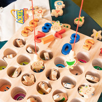 Large Wooden Montessori Fishing Game for Kids - Alphabet and Number Learning Educational Toy