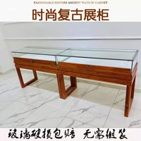 Vintage Solid Wood Glass Jewelry Display Cabinet for Antiques Jade Artifacts and Collectibles
