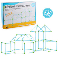 132-Piece Kids Tent Castle Building Toy Set, DIY Indoor Outdoor Playhouse Construction Kit