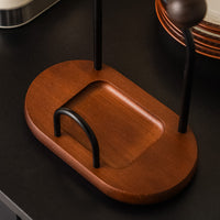 French Retro Ceramic Snack Plates Set with Acacia Wood Stand, Small Appetizer Dishes, Bone Dishes
