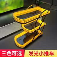 LED Luminous Bar Cart KTV Nightclub 3-Tier Mobile Wine and Beverage Serving Trolley