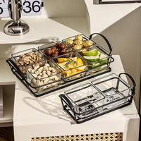 Creative Glass Snack Dish Set with Divided Compartments, High-Value Home Use Simple Style Dried Fruit Plate