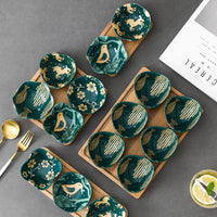 Japanese Style Hand-Painted Ceramic Bamboo Divided Dried Fruit Plate Living Room Candy Melon Seed Nut Box Snack Dish Platter